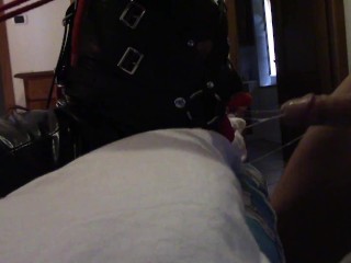 Very close view of Laura, throated by a big cock with a_lip open mouth gag, lot of drooling