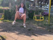 Preview 1 of Bad girl pissed while riding the swing