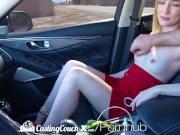 Preview 2 of CASTINGCOUCH-X Tiny Breasted Red Head Maria Kazi Loves Car Foreplay