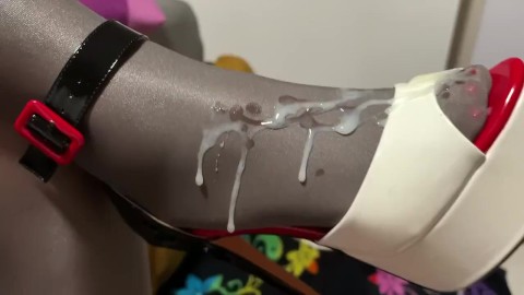 SHOEJOB platform shoes, shiny stockings, giga cumshot