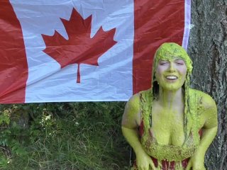 laughing, pornstar, canadian girl, green slime