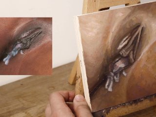 painting, art, wet pussy, creampie