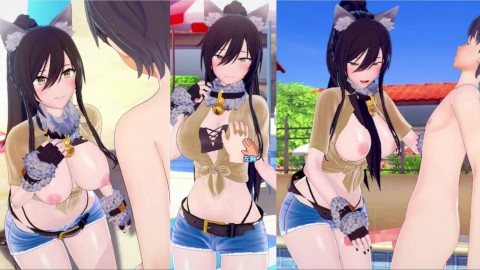 [¡Juego Hentai Koikatsu! ] Tener sexo con Big tits Idol Master Sakuya Shirase.Video de anime erótico