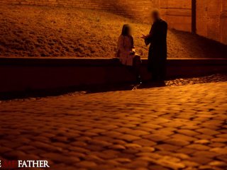 Petite sex party loving brunette stops for big dick and hard fuck on the way