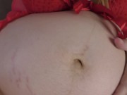Preview 1 of Cuckold wife teasing own hubby with her big belly with cheating pregnancy and lactating boobs