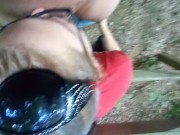 Preview 4 of Quick public sloppy blowjob in woods