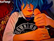 Preview 1 of 10+ Ropes of Flying Cum on Blue Haired Asian Cutie - Cartoon edition !!!