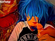 Preview 3 of 10+ Ropes of Flying Cum on Blue Haired Asian Cutie - Cartoon edition !!!