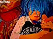 Preview 4 of 10+ Ropes of Flying Cum on Blue Haired Asian Cutie - Cartoon edition !!!
