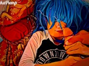 Preview 5 of 10+ Ropes of Flying Cum on Blue Haired Asian Cutie - Cartoon edition !!!
