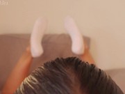 Preview 6 of Oily White PED SockJob (BIG LOAD)