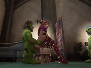 An Elf Has_a Threesome with_Two Goblins Warcraft_Parody