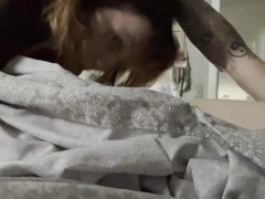 Lucky Guy Wakes Up to a Blowjob from a Hot Redhead