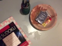 Masturbation and piss on coffe table