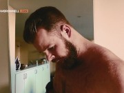 Preview 2 of Sam Brownell Cock Worships Handsome Hairy Hunk Gabe Woods