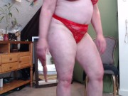 Preview 2 of 849 Red lace outfit to stretch and wiggle in, lots of teasing too plus my kisses