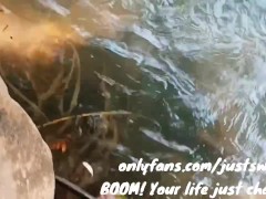 Military men caught me cumming by the river
