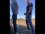 Straight guy fuck gay friend outdoor bareback and cum in ass