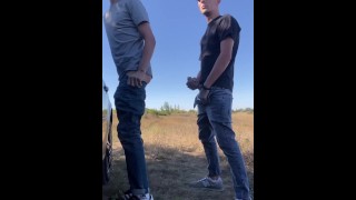 Straight Guy Cum In Ass And Fuck Gay Friend Outside Bareback