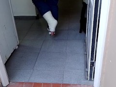 Short Leg Cast Hopping outside