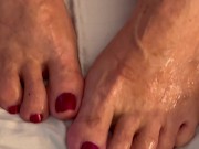 Preview 2 of Cum On Step Aunt Gilf Milf Feet & Toes Granny Loves It