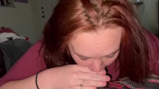 slut sucks dick and gets load blown on face 