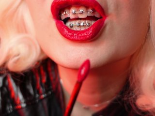 pornstar, verified models, braces, lipstick