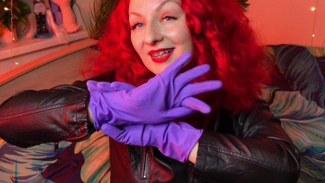Watch Bondage Video:ASMR rubber gloves close up soundings