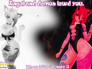 ASMR RolePlay "Lewd AngelAnd Demon Seduce You" F4M_18+ Moans_Kissing Ear Licks.