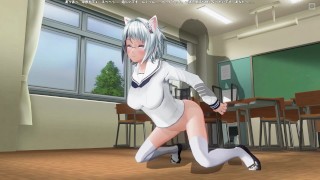 3D HENTAI 猫女子高生は教室でお尻に犯される