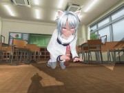Preview 1 of 3D HENTAI Neko schoolgirl sucks teacher's cock in the classroom