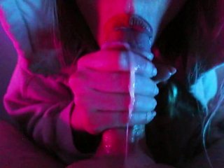 hoodie blowjob, red lipstick, big dick, blowjob