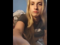 Horny little blonde got a new toy to help her cum