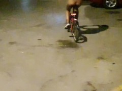Sexy Girl riding bike naked in a public road - Risky but she loves that - Hotsportfit Girl