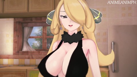 Cynthia recompensa você por ganhar a Liga Pokémon - Anime Hentai 3d Uncensored