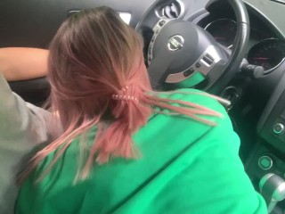 Stepsister makes a Blowjob in the Car when we were Left alone