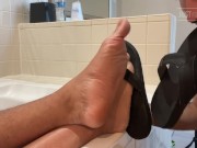 Preview 1 of Sexy submissve boy licking and cum on Master Feet