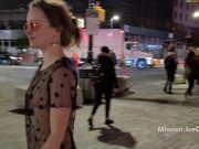 Preview 6 of Changing into sheer dress on a busy downtown night