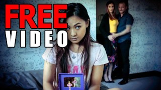 FamilyStrokes - Asian Babe Elle Voneva Takes Stepdads Cock From Behind While Licking Stepmoms Holes
