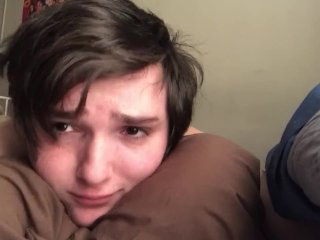 Trans teen humps her pillow and fingers herself to multiple orgasms