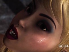 Alien sex. A sexy young hottie gets her tiny pussy stretched and creampied by anien monster