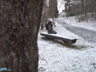 Public Agent Spanish Brunette Flashes Big Natural Tits in the Snow screenshot number 0
