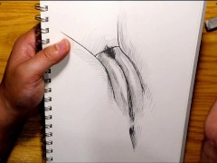 Come inside my hairy pussy pencil drawing