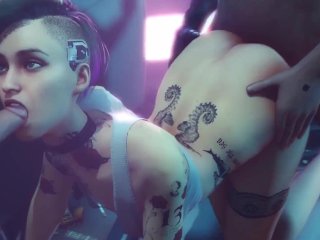 video game sex, blowjob, cyberpunk 2077, hard anal fuck