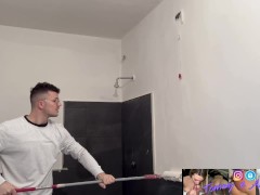 Video Girl repays THE PAINTER with a nice fuck, while painting the bathroom. Dialogues ita, POV