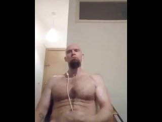 solo male, jacking off, vertical video, beard