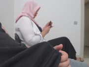Preview 2 of SHE IS SHOCKED! I take the risk of getting my cock out in front of Hijab woman.