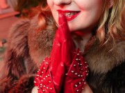 Preview 5 of My new RED leather GLOVES close up FETISH video with Arya - ASMR relax sounding