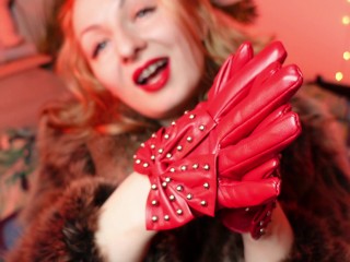 My new RED Leather GLOVES Close up FETISH Video with Arya - ASMR Relax Sounding