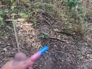 Holding his Dick in the Woods while he Takes a Piss